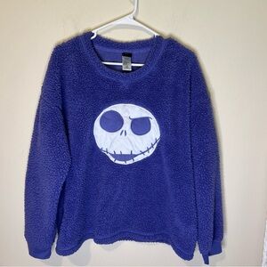 Disney Nightmare Before Christmas Top Shirt Women’s XL Purple Faux Fur Pullover